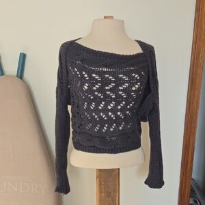 Women's Grey Knit Sweater Wrap